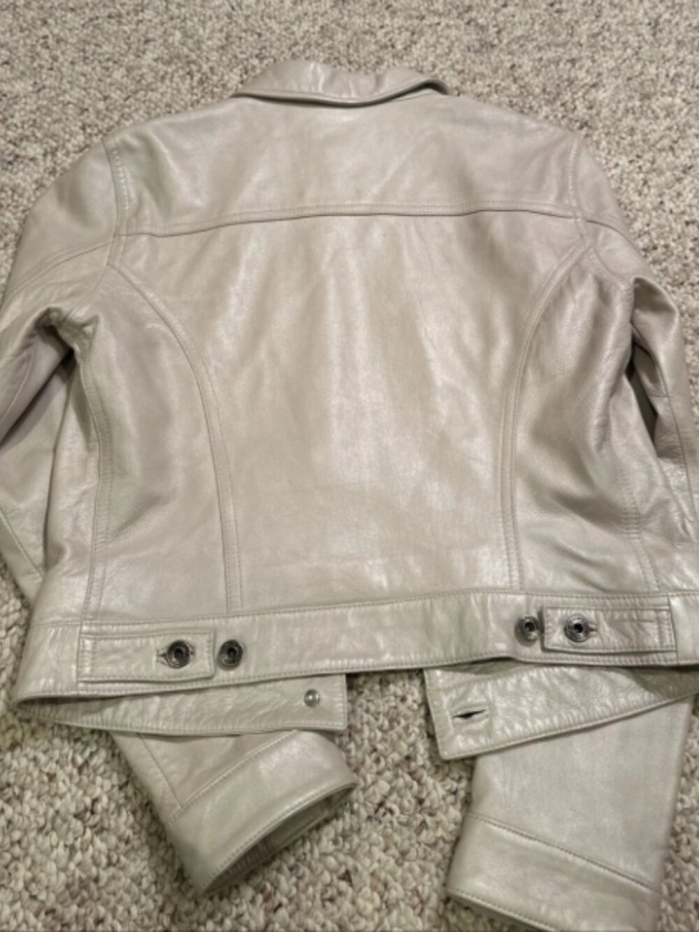 Vintage Y2K Gap Cream Leather Jacket - Picture 4 of 7